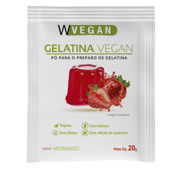 Gelatina Vegan 20g Sabor Morango