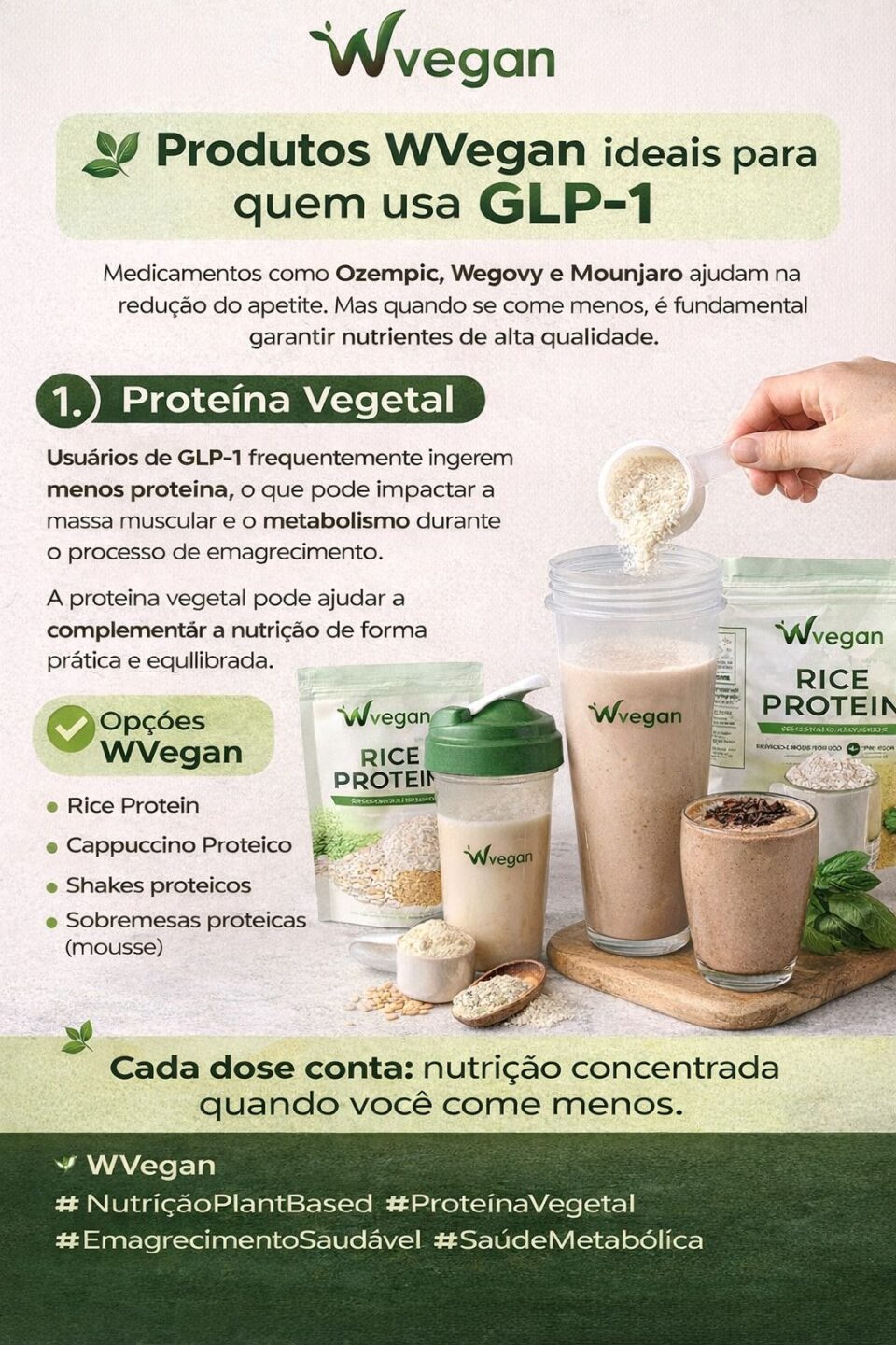 Kit GLP-1 - 1 Rice Protein 660g + 1 Creatina 200g + 1 Polivegan