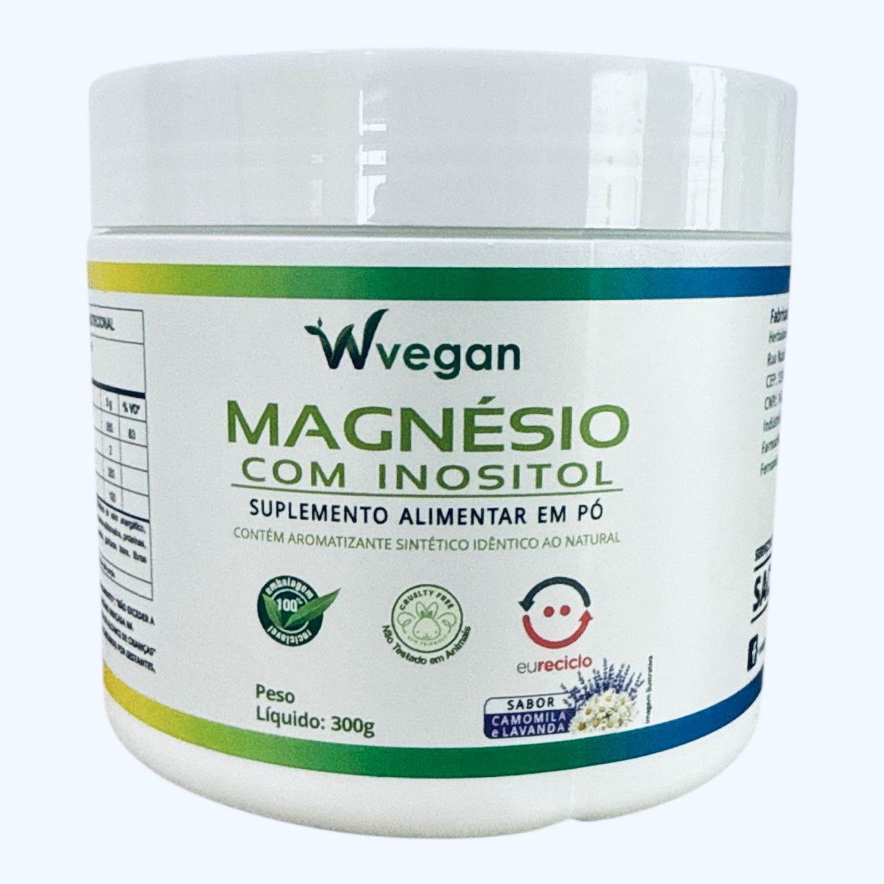 Magnesio com Inositol 300g Sabores Uva ou Camomila com Lavanda WVegan