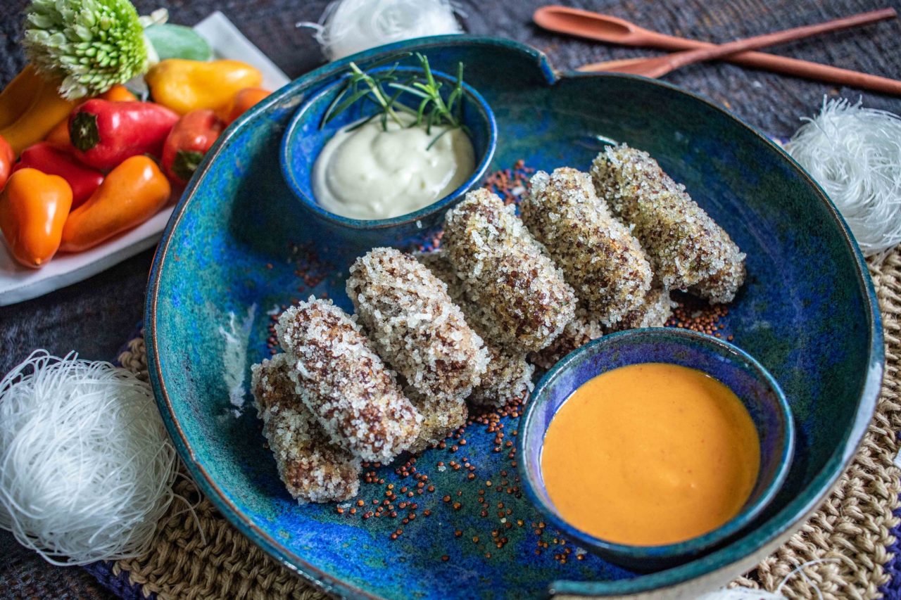 CROQUETE EMPANADO COM VERMICELLI